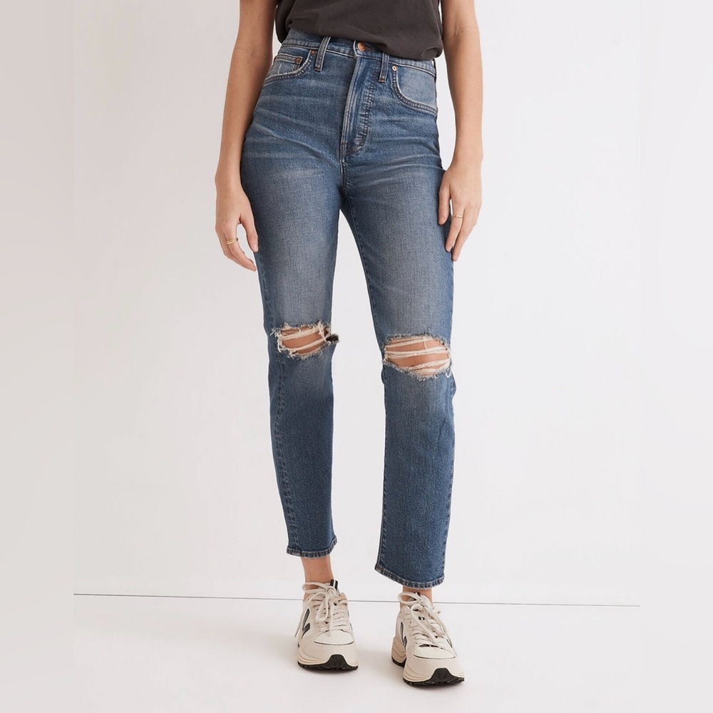 SOLD Madewell The Perfect Vintage Crop Jean with Knee Rips - Size 27P - Picture 1 of 13